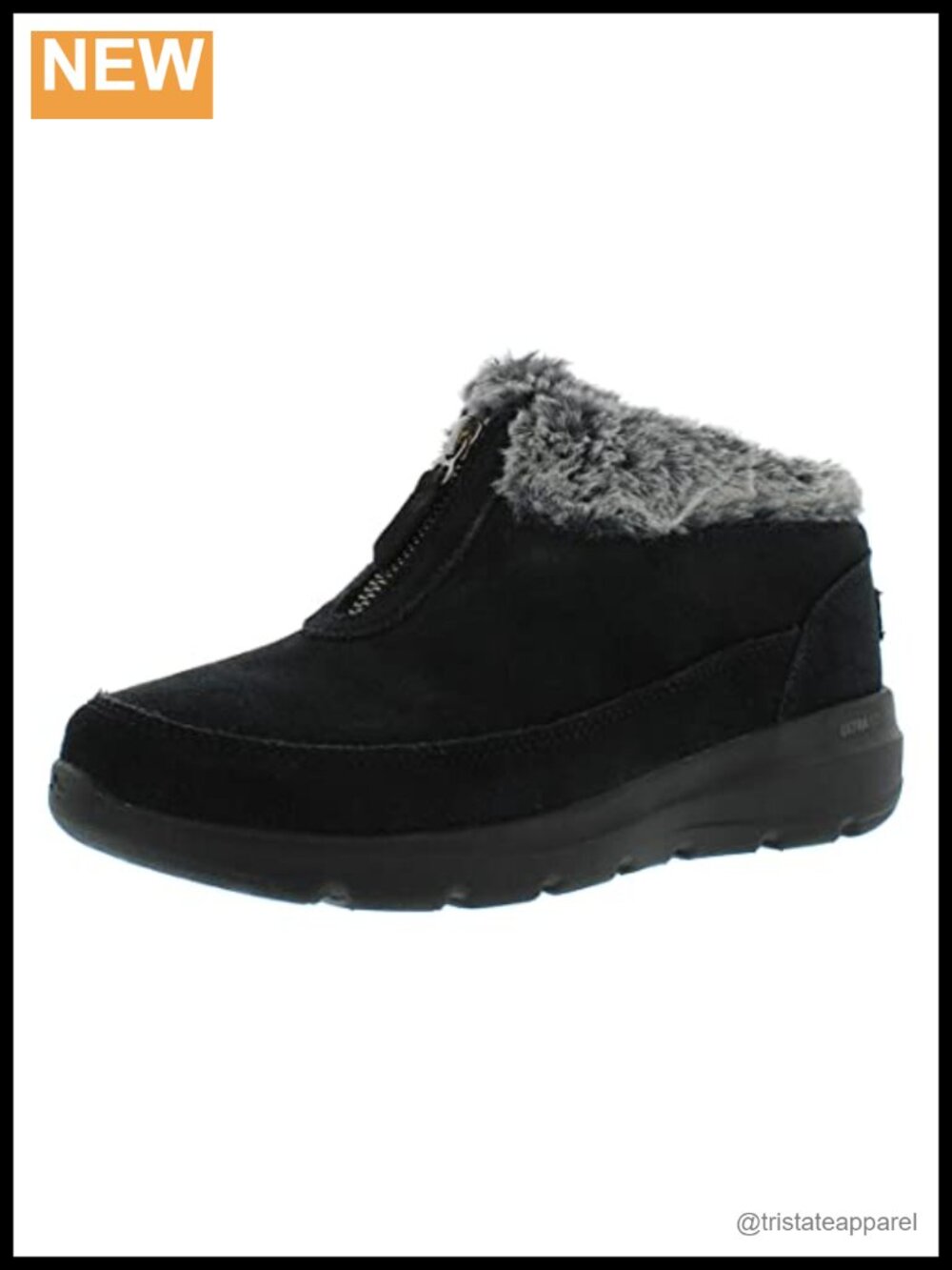Skechers Women's Suede Ankle Boot with Faux Fur Collar Water Resistant